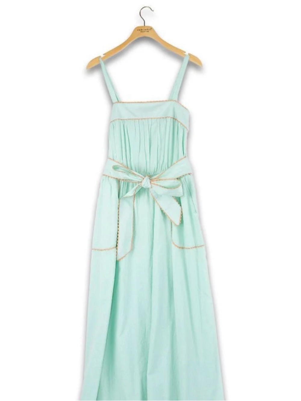 Simply Southern Mint Green Maxi dress with orange ric rac trim.